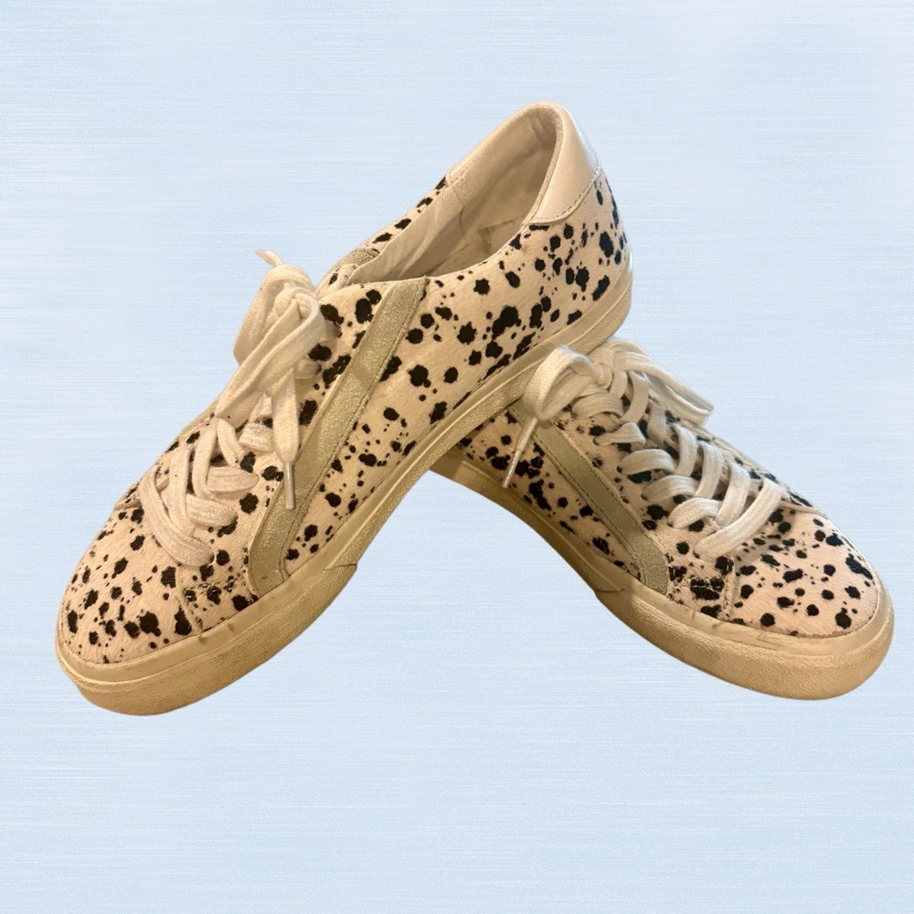 Madewell MWL Sidewalk Calf Hair Sneakers Spatter Paint Size 7.5 NWOT - Picture 6 of 8